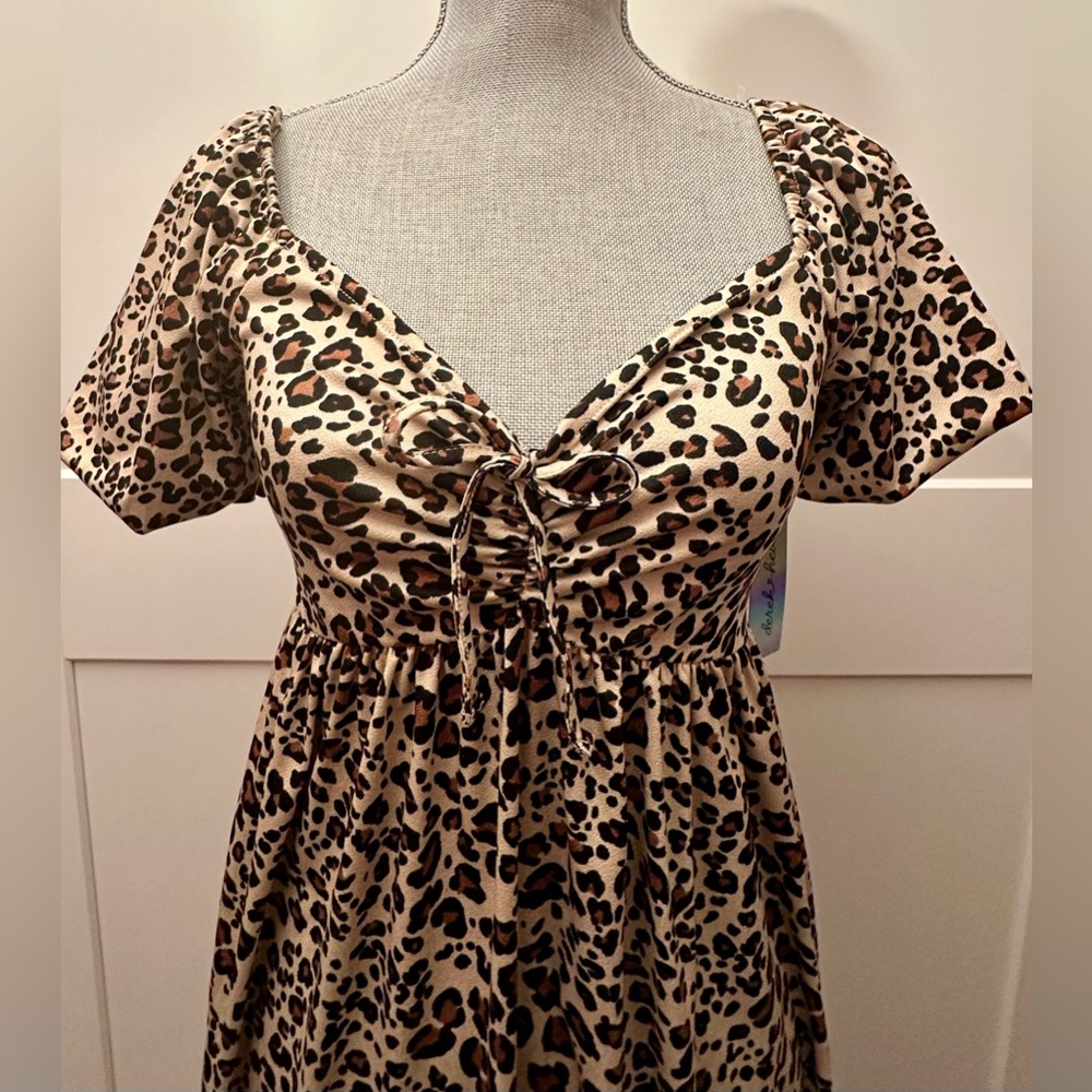 Leopard Print Dress with Tie Front